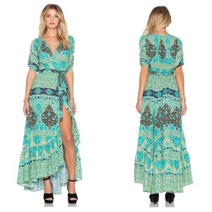 Spell Aloha Fox Wrap Dress Gown Medium EUC